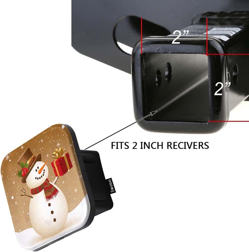 Swono Hitch Cover Snowman, Cute Christmas Snowman Gifts Box Winter Rubber 2 Inch Tow Rear Receivers Plug Covers Trailer Hitch Covers for for Pickup Trucks Cars Suvs, Gold - Image 3